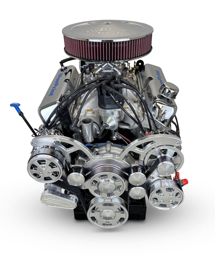 Ford Small Block Compatible 427 c.i. Pro Series Engine - 541 Horsepower - Deluxe Dressed - Polished Pulley Kit- Front Sump -Carbureted