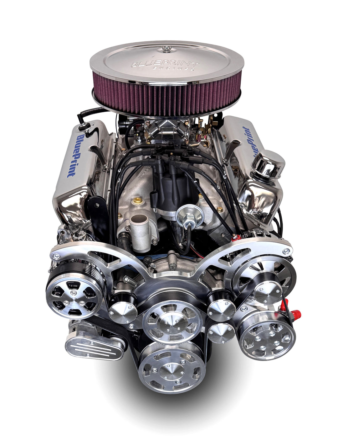 Ford Small Block Compatible 427 c.i. Engine - 541 Horsepower - Deluxe Dressed - Polished Pulley Kit - Rear Sump - Carbureted