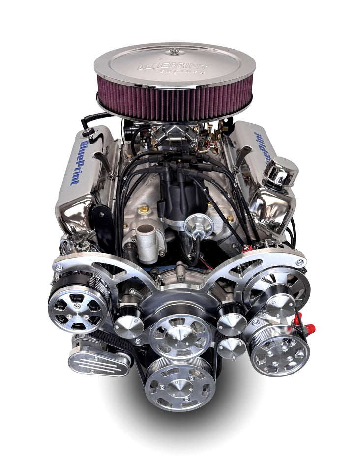 Ford Small Block Compatible 427 c.i. Engine - 541 Horsepower - Deluxe Dressed - Polished Pulley Kit - Rear Sump - Carbureted