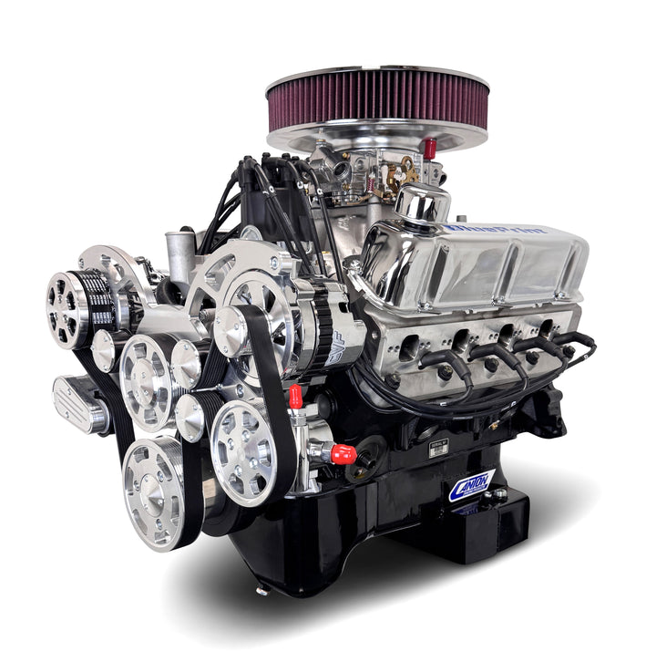 Ford Small Block Compatible 427 c.i. Engine - 541 Horsepower - Deluxe Dressed - Polished Pulley Kit - Rear Sump - Carbureted