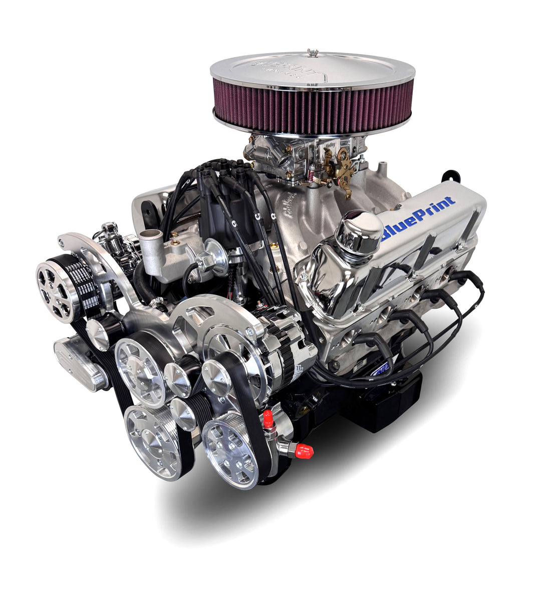 Ford Small Block Compatible 427 c.i. Engine - 541 Horsepower - Deluxe Dressed - Polished Pulley Kit - Rear Sump - Carbureted