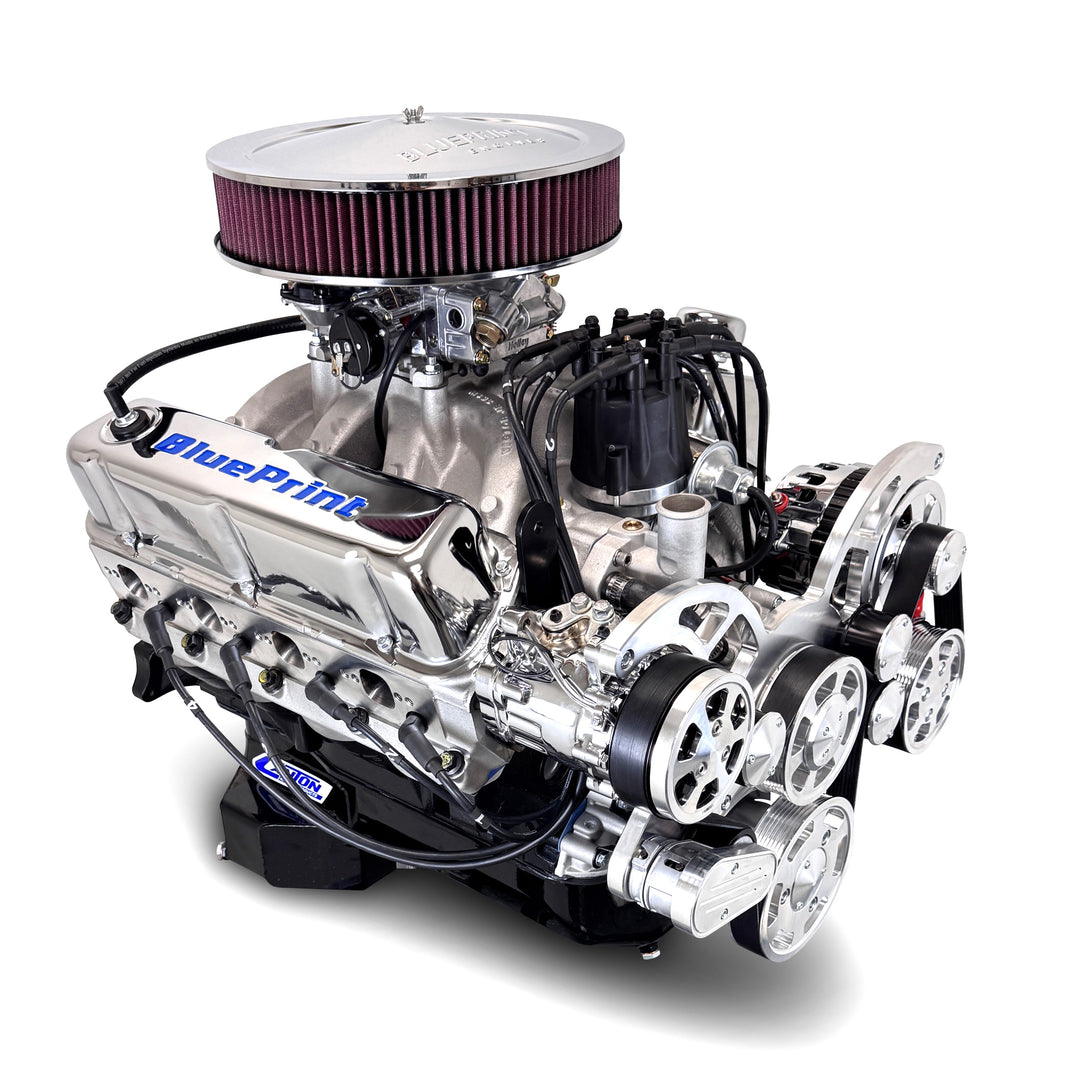 Ford Small Block Compatible 427 c.i. Engine - 541 Horsepower - Deluxe Dressed - Polished Pulley Kit - Rear Sump - Carbureted