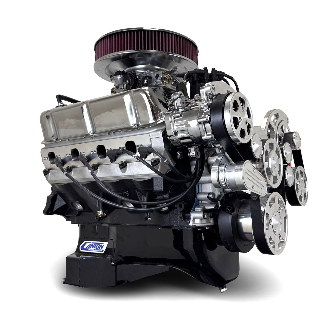 Ford Small Block Compatible 427 c.i. Engine - 541 Horsepower - Deluxe Dressed - Polished Pulley Kit - Rear Sump - Carbureted