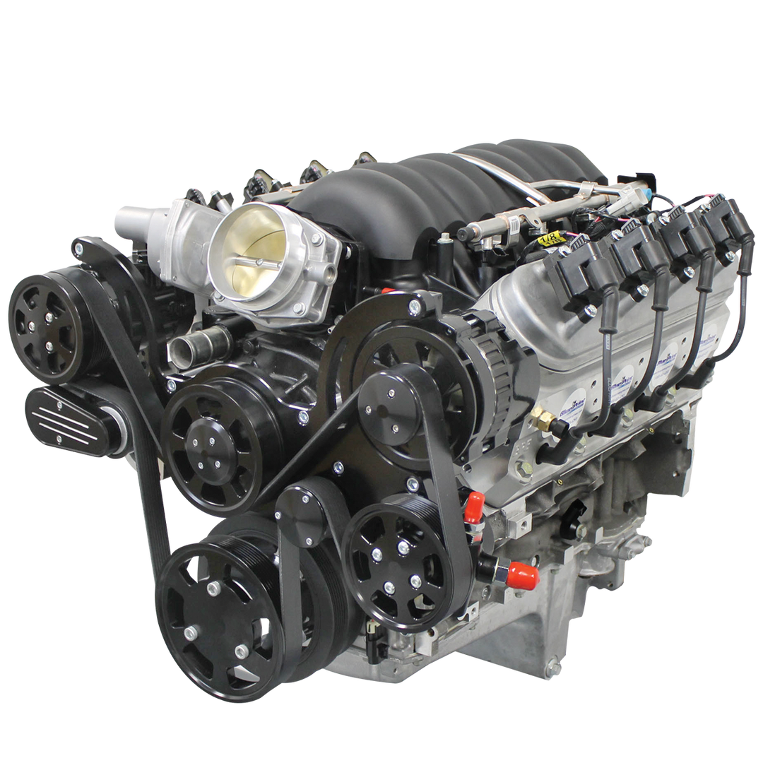 GM LS Compatible 376 c.i. ProSeries Engine - 530 HP - Deluxe Dressed with Black Pulley Kit - Fuel Injected