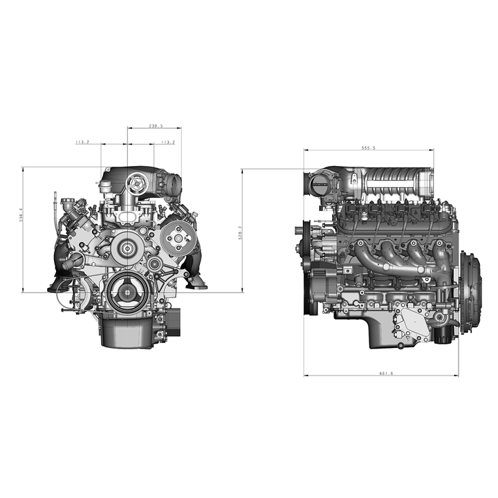 GM LS Compatible 376 c.i. ProSeries Engine and 4L80E Automatic Transmission - 700 Horsepower - Deluxe Dressed with Black Pulley Kit - Electronic Fuel Injected