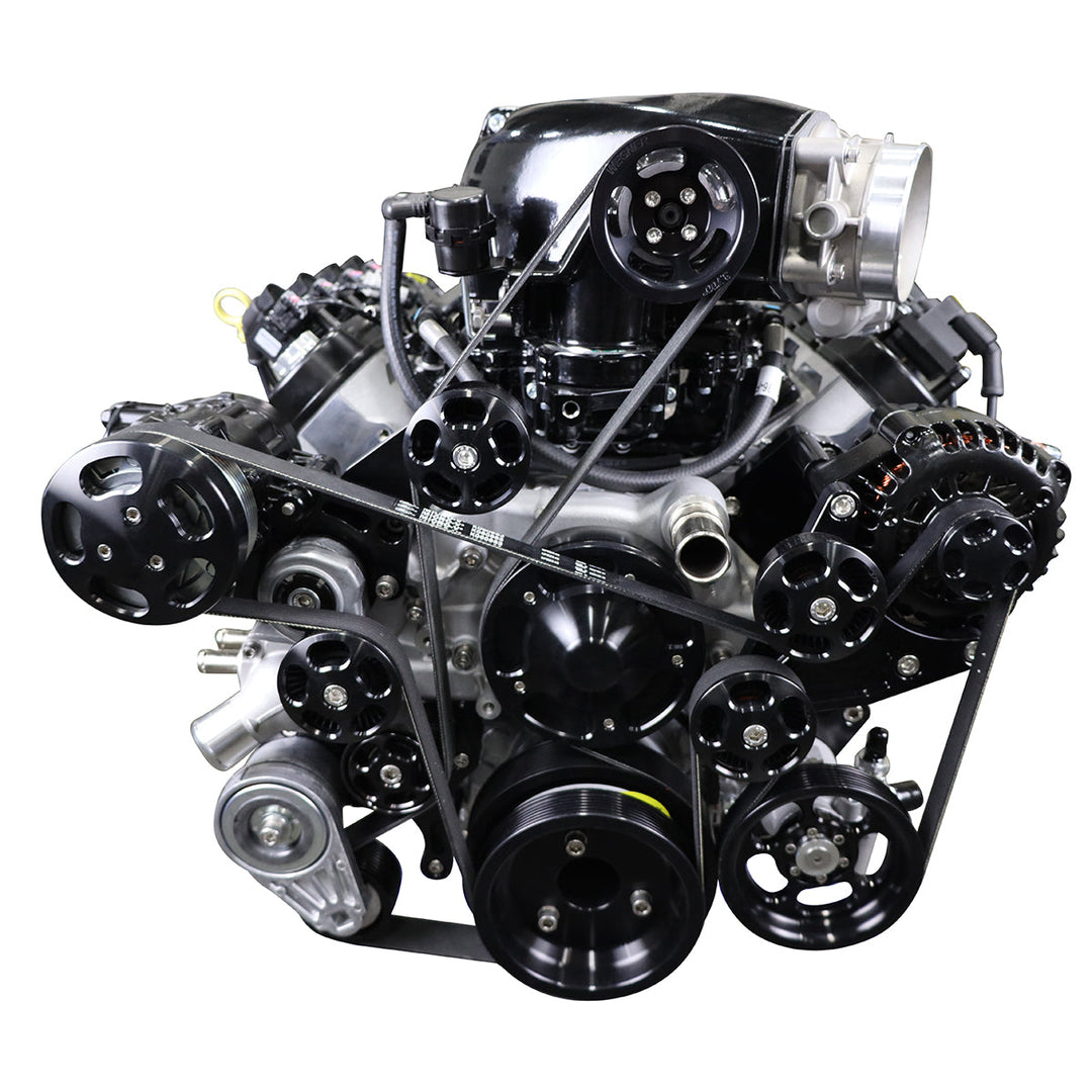 GM LS Compatible 376 c.i. ProSeries Engine and 4L80E Automatic Transmission - 700 Horsepower - Deluxe Dressed with Black Pulley Kit - Electronic Fuel Injected