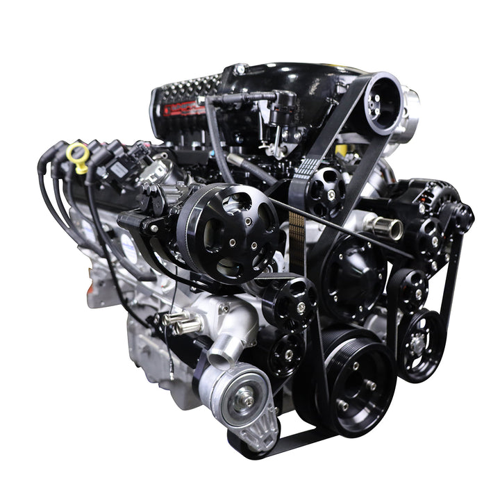 GM LS Compatible 376 c.i. ProSeries Engine and 4L80E Automatic Transmission - 700 Horsepower - Deluxe Dressed with Black Pulley Kit - Electronic Fuel Injected