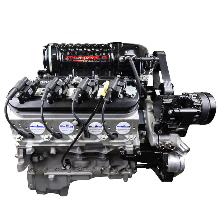 GM LS Compatible 376 c.i. ProSeries Engine and T56 Manual Transmission - 700 Horsepower - Deluxe Dressed with Black Pulley Kit - Electronic Fuel Injected