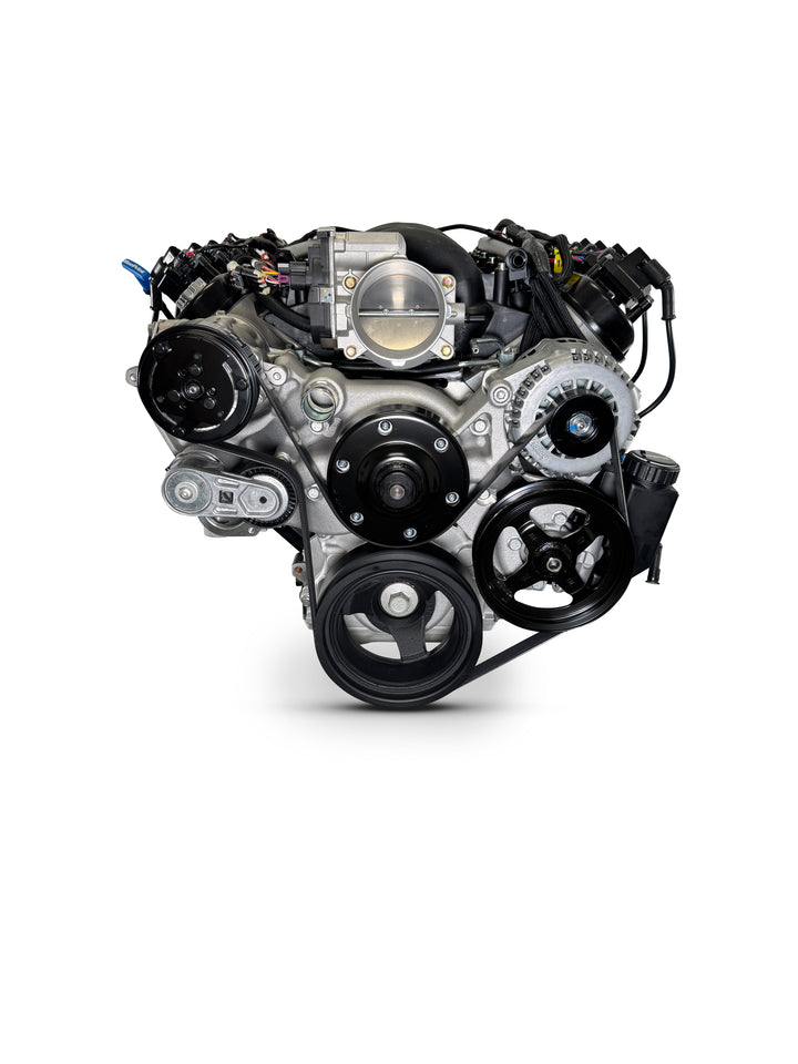 GM LS Compatible 376 c.i. Pro Series Engine - 530 Horsepower - Deluxe Dressed - Natural Pulley Kit - Holley Terminator X EFI System