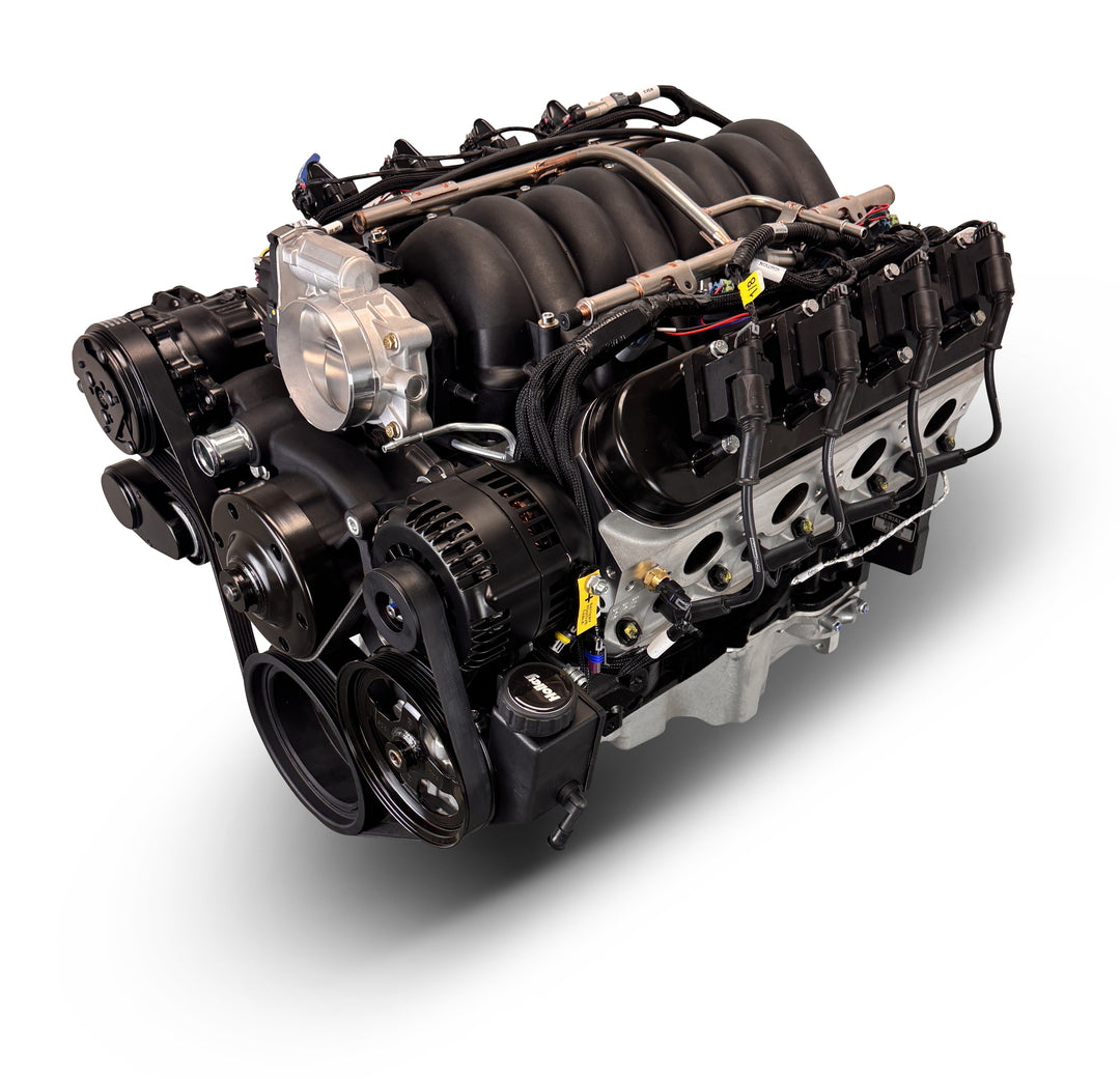 GM LS Compatible 376 c.i. Pro Series Engine - 530 Horsepower - Deluxe Dressed - Black Pulley Kit - Holley Terminator X EFI System