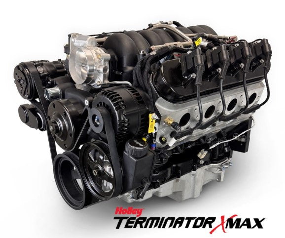 GM LS Compatible 376 c.i. Pro Series Engine - 530 Horsepower - Deluxe Dressed - Black Pulley Kit - Holley Terminator X EFI System