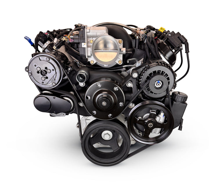 GM LS Compatible 376 c.i. Pro Series Engine - 530 Horsepower - Deluxe Dressed - Black Pulley Kit - Holley Terminator X EFI System