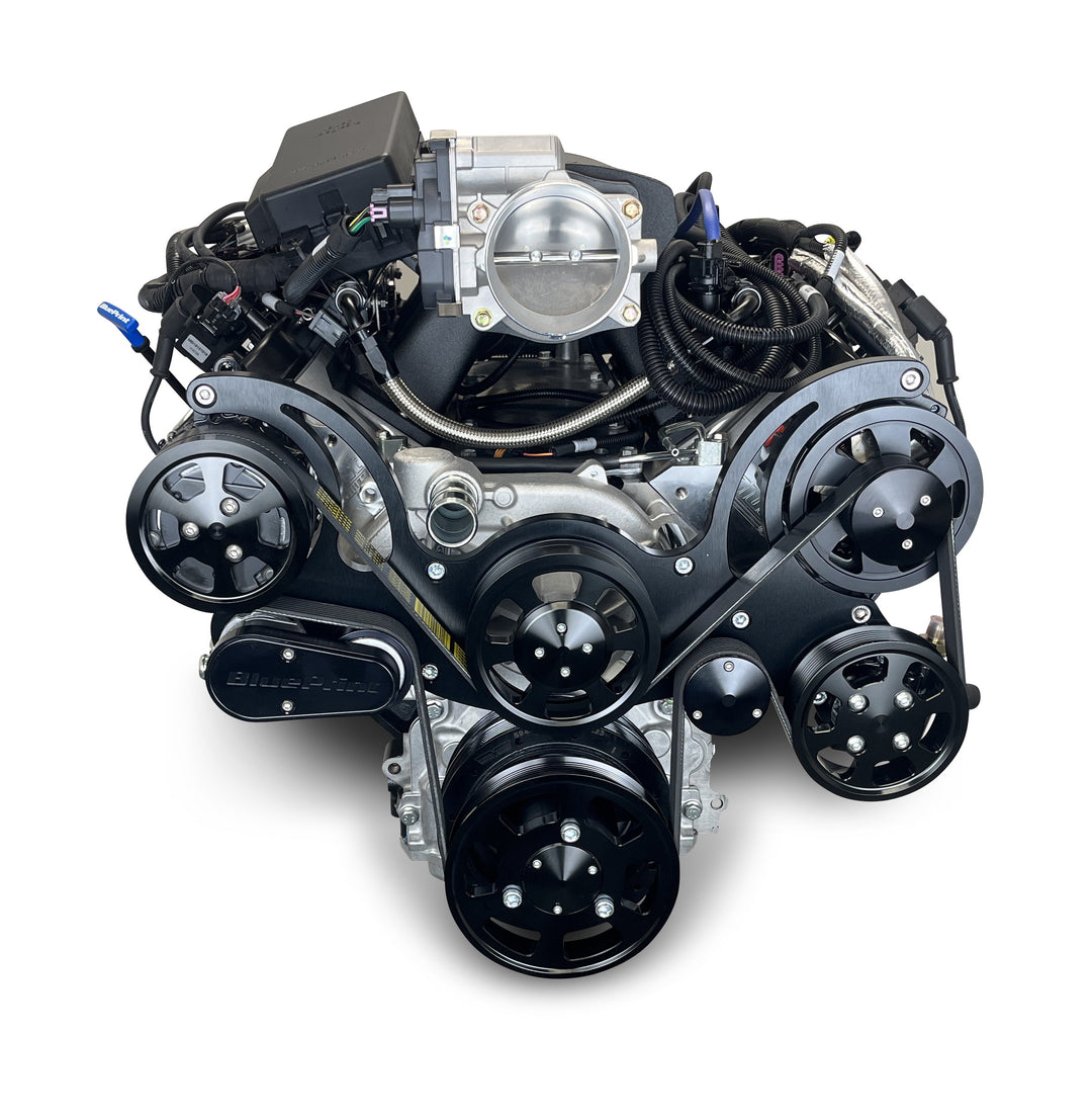 GM LS Compatible 376 c.i. Pro Series Engine - 525 Horsepower - Deluxe Dressed - Black Pulley Kit - Holley Terminator X EFI System