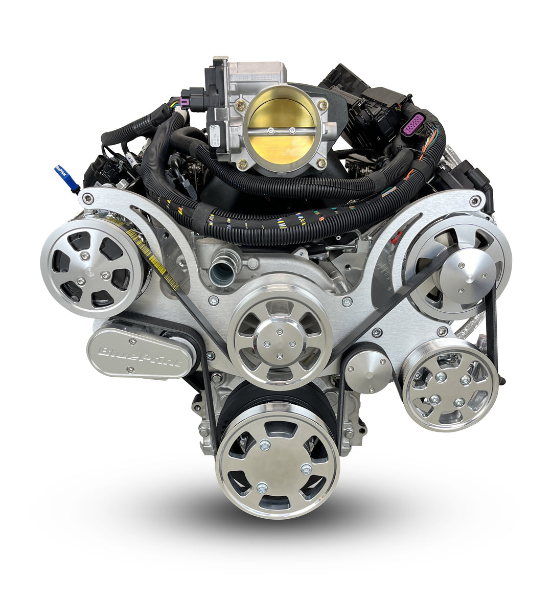 GM LS Compatible 376 c.i. Pro Series Engine - 525 Horsepower - Deluxe Dressed - Polished Pulley Kit - Holley Terminator X EFI System