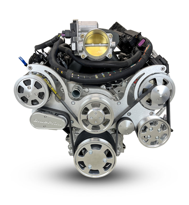 GM LS Compatible 376 c.i. Pro Series Engine - 525 Horsepower - Deluxe Dressed - Polished Pulley Kit - Holley Terminator X EFI System