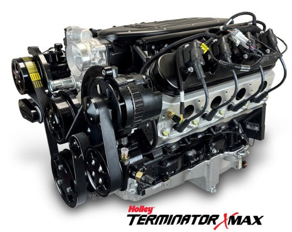 GM LS Compatible 376 c.i. Pro Series Engine - 510 Horsepower - Deluxe Dressed - Black Pulley Kit - Holley Terminator X EFI System