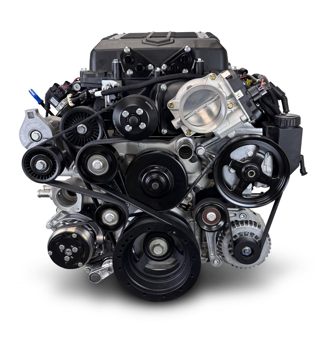 GM LS Compatible 376 c.i. Pro Series Engine - 700 Horsepower - Deluxe Dressed - Black Pulley Kit - Holley Terminator X EFI System