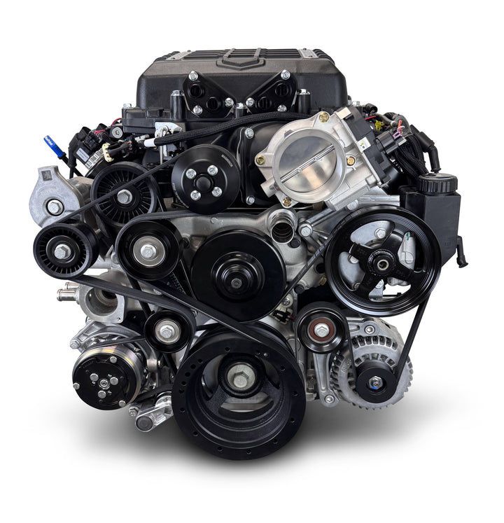 GM LS Compatible 376 c.i. Pro Series Engine - 700 Horsepower - Deluxe Dressed - Black Pulley Kit - Holley Terminator X EFI System