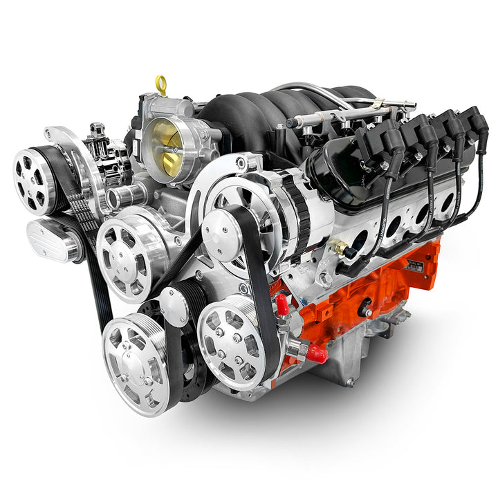 GM LS Compatible 427 c.i. ProSeries Engine - 625 HP - Deluxe Dressed with Polished Pulley Kit - Fuel Injected