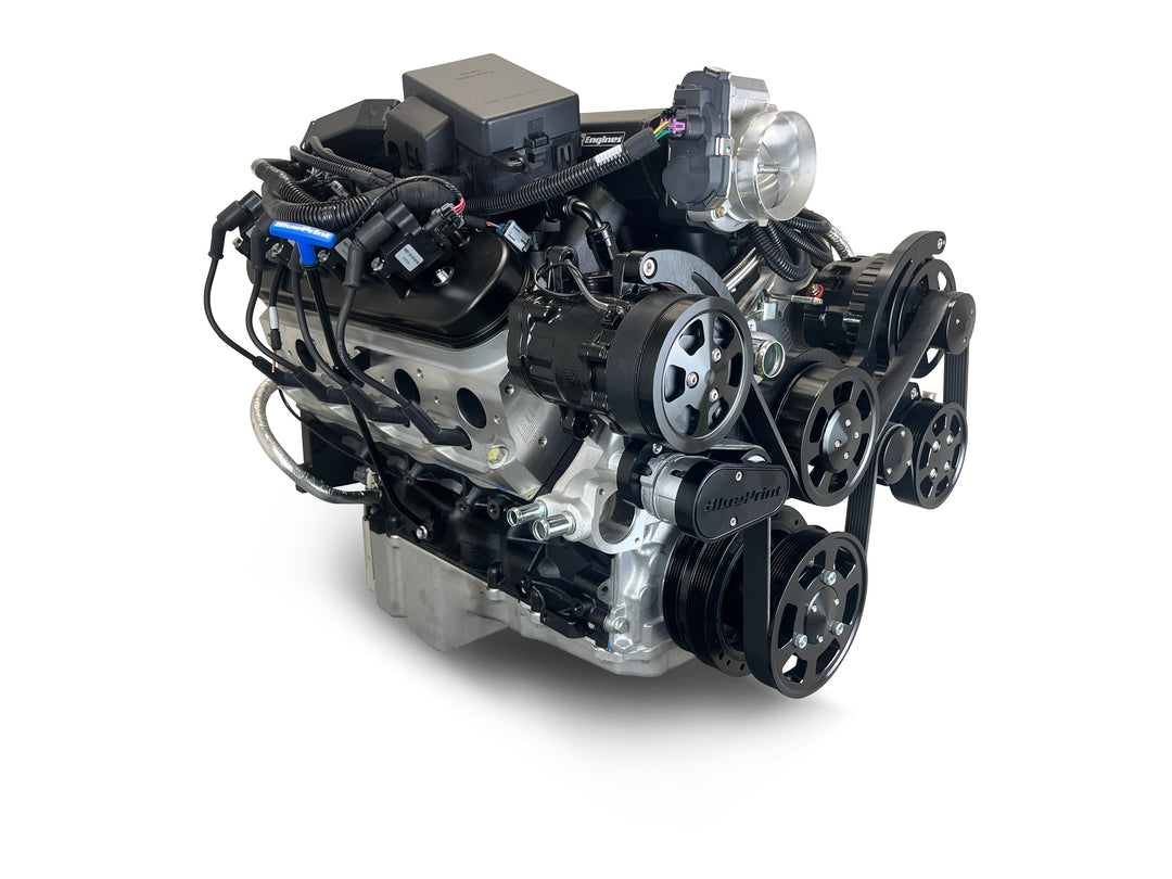GM LS Compatible 427 c.i. Pro Series Engine - 600 Horsepower - Deluxe Dressed - Black Pulley Kit - Holley Terminator X EFI System