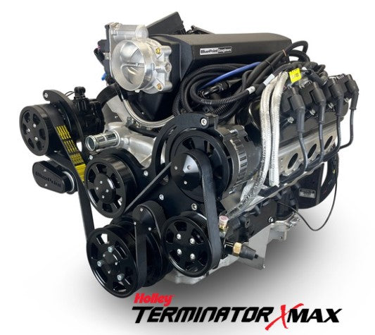 GM LS Compatible 427 c.i. Pro Series Engine - 600 Horsepower - Deluxe Dressed - Black Pulley Kit - Holley Terminator X EFI System