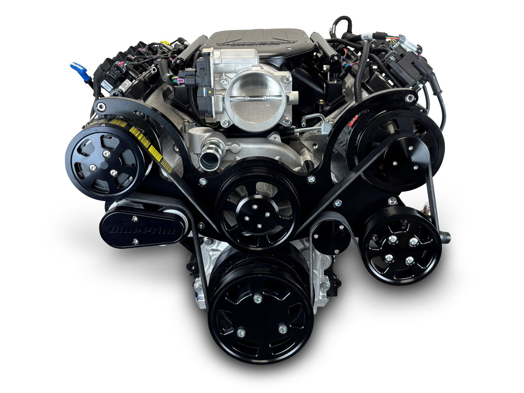 GM LS Compatible 427 c.i. Pro Series Engine - 585 Horsepower - Deluxe Dressed - Black Pulley Kit - Holley Terminator X EFI System