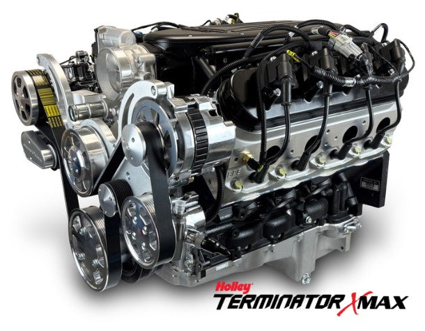 GM LS Compatible 427 c.i. Pro Series Engine - 585 Horsepower - Deluxe Dressed - Polished Pulley Kit - Holley Terminator X EFI System