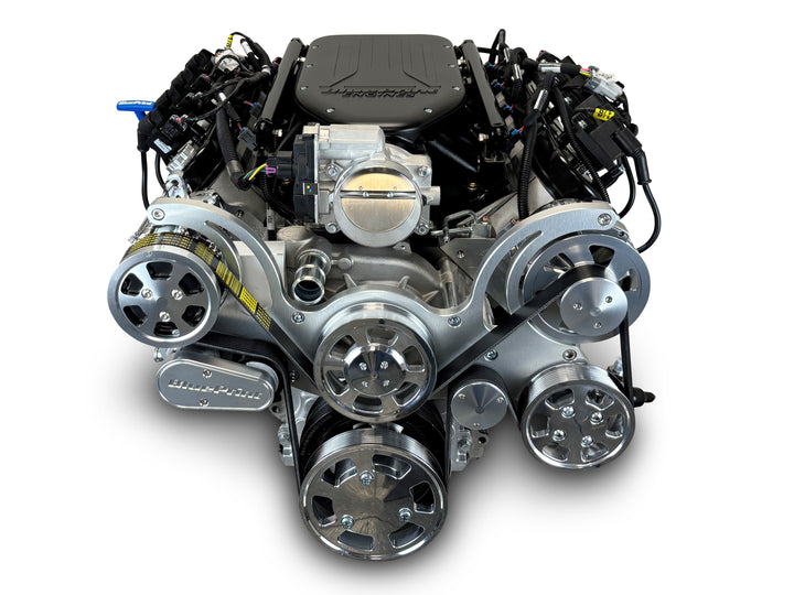 GM LS Compatible 427 c.i. Pro Series Engine - 585 Horsepower - Deluxe Dressed - Polished Pulley Kit - Holley Terminator X EFI System