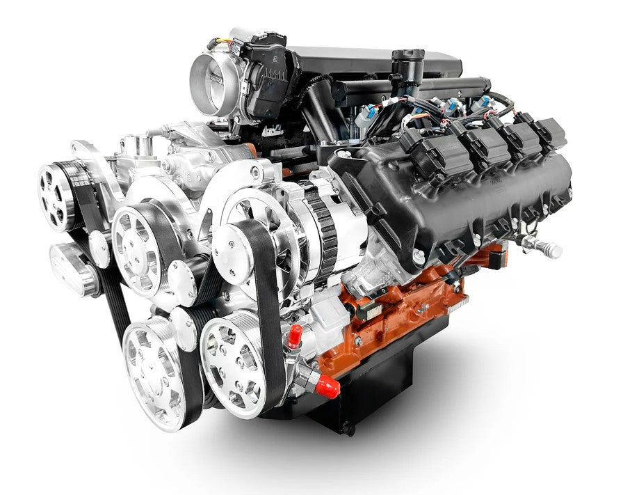 Chrysler Hemi Compatible 426 c.i. Engine and 4L65/70E Automatic Transmission - 610 HP - Standard Edition Builder Series with Polished Pulley Kit - Fuel Injected