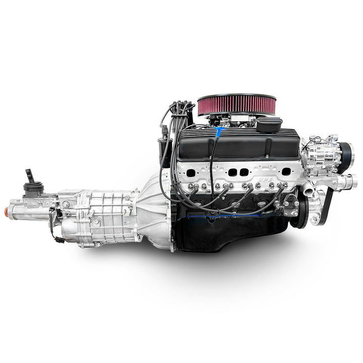 GM SB Compatible 383 c.i. Engine and 700R4 Automatic Transmission - 436 HP - Standard Edition Builder Series with Polished Pulley Kit - Fuel Injected