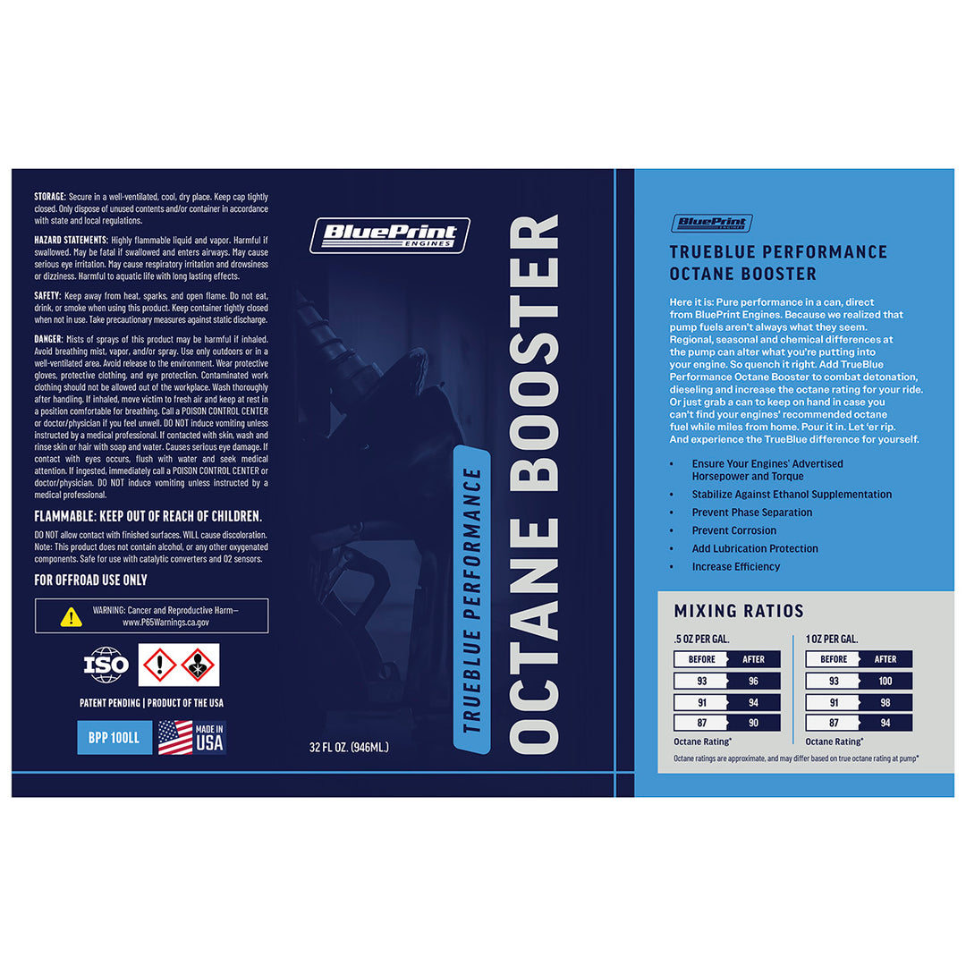 Octane boost product label