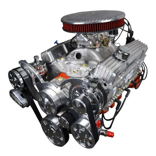 GM SB Compatible 327 c.i. Engine - 350 HP - Deluxe Dressed with Polished Pulley Kit - Carbureted