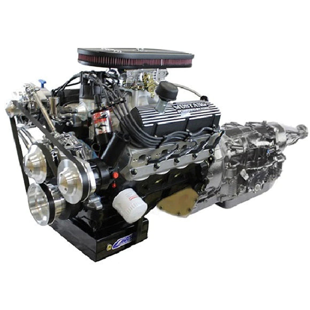 Ford Small Block Compatible 347 c.i. Engine and 4R70W Automatic Transmission - 415 Horsepower - Mustang Edition Builder Series with Polished Pulley Kit - Carbureted