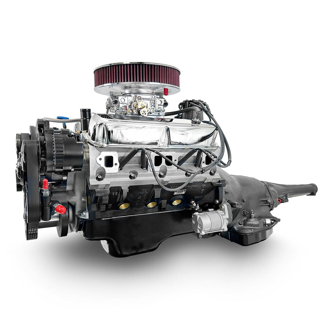 Chrysler SB Compatible 408 c.i. Engine and 727 Automatic Transmission - 465 HP - Standard Edition Builder Series with Black Pulley Kit - Carbureted