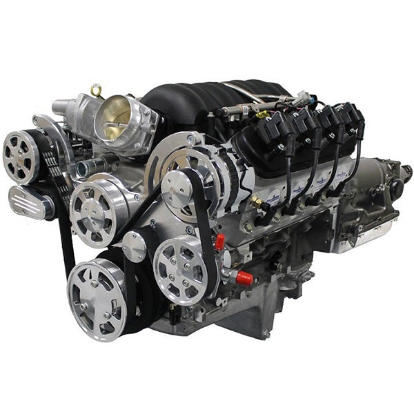 GM LS Compatible 376 c.i. Engine and 4L65/70E Automatic Transmission - 530 HP - Standard Edition Builder Series with Polished Pulley Kit - Fuel Injected