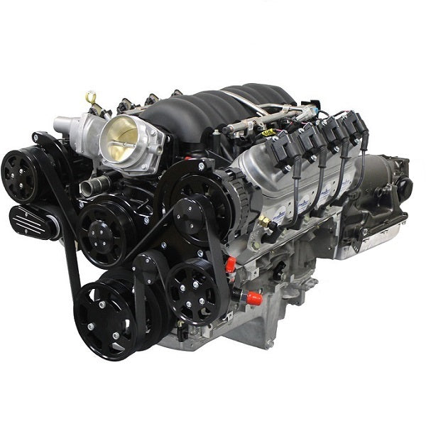 GM LS Compatible 376 c.i. Engine and 4L65/70E Automatic Transmission 4WD Ready - 495 Horsepower - Truck Edition Builder Series with Black Pulley Kit - Fuel Injected