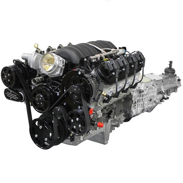 GM LS Compatible 376 c.i. Engine and TKX Manual Transmission - 530 Horsepower - Standard Edition Builder Series with Black Pulley Kit - Fuel Injected