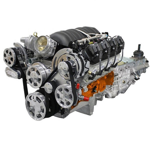 GM LS Compatible 427 c.i. Engine and TKX Manual Transmission - 625 Horsepower - Standard Edition Builder Series with Polished Pulley Kit - Fuel Injected