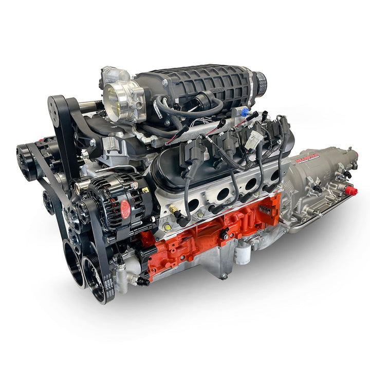 GM LS Compatible 427 c.i. ProSeries Engine and 4L80E Automatic Transmission - 800 HP - Standard Edition Builder Series with Black Pulley Kit - Supercharged