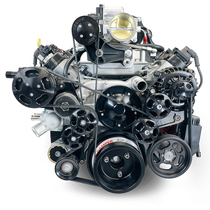 GM LS Compatible 427 c.i. ProSeries Engine and T56 Manual Transmission - 800 Horsepower - Standard Edition Builder Series with Black Pulley Kit - Supercharged