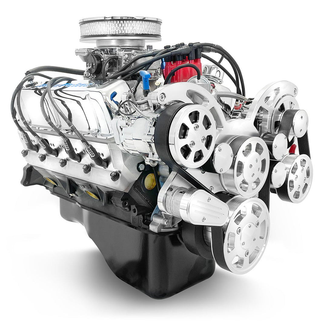 Ford Small Block Compatible 302 c.i. Engine - 361 Horsepower - Deluxe Dressed with Polished Pulley Kit - Carbureted