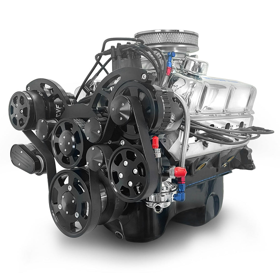 Ford SB Compatible 302 c.i. Engine - 361 HP - Deluxe Dressed with Black Pulley Kit - Rear Sump - Carbureted