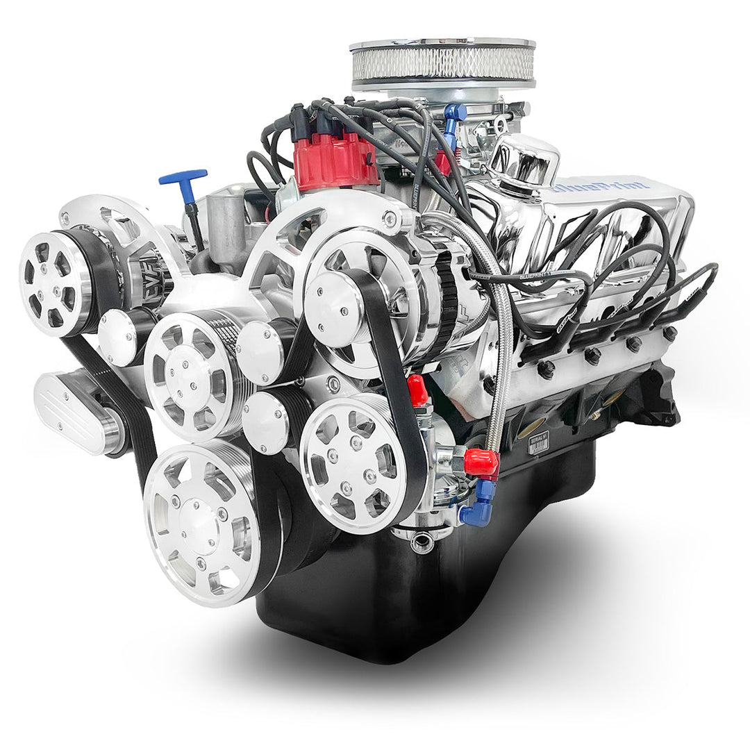 Ford Small Block Compatible 347 c.i. Engine - 415 Horsepower - Deluxe Dressed with Polished Pulley Kit - Carbureted