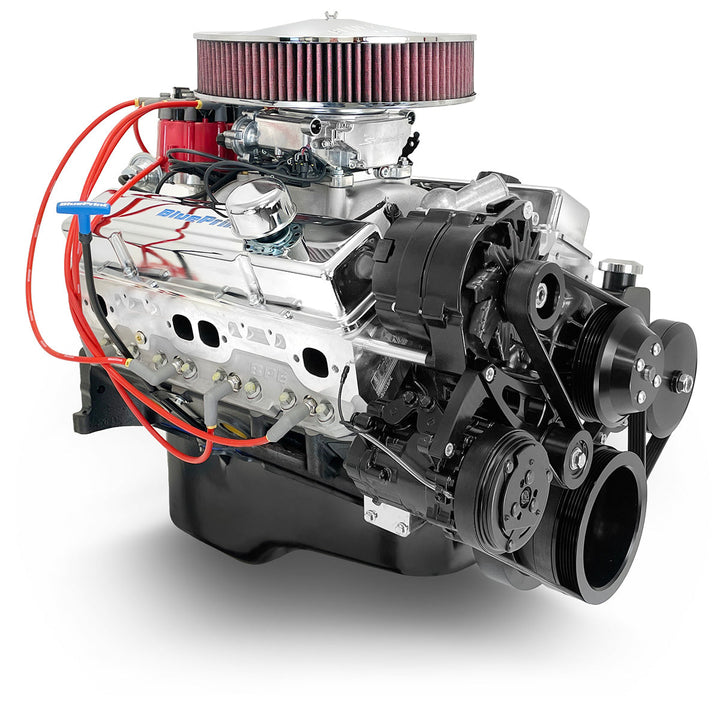 GM Small Block Compatible 383 c.i. Engine - 436 Horsepower - Deluxe Dressed with Black Pulley Kit - Fuel Injected