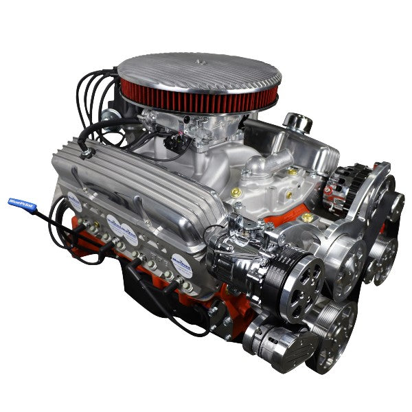 GM Small Block Compatible 383 c.i. Low Profile Engine - 436 Horsepower - Deluxe Dressed with Polished Pulley Kit - Fuel Injected