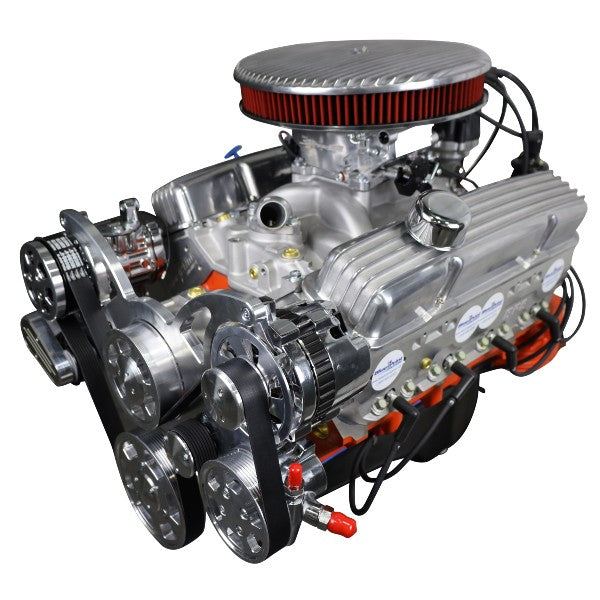 GM Small Block Compatible 383 c.i. Low Profile Engine - 436 Horsepower - Deluxe Dressed with Polished Pulley Kit - Fuel Injected