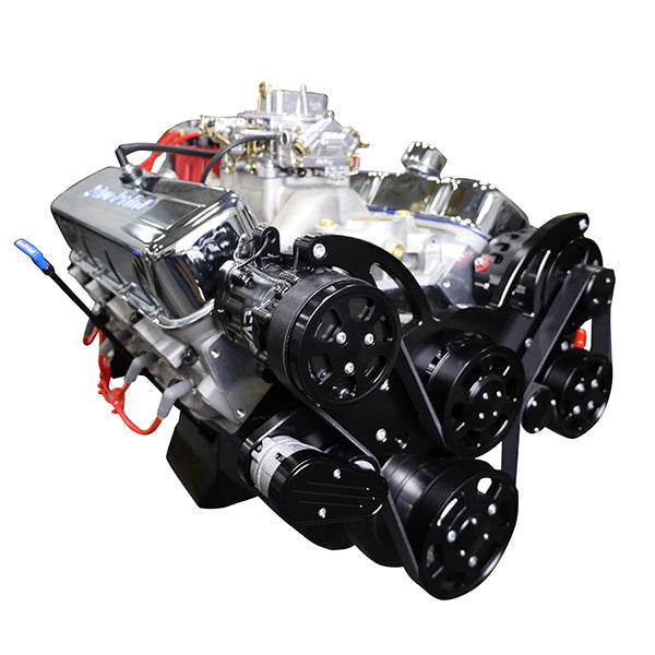 GM Big Block Compatible 496 c.i. Engine - 600 Horsepower - Deluxe Dressed with Black Pulley Kit - Carbureted