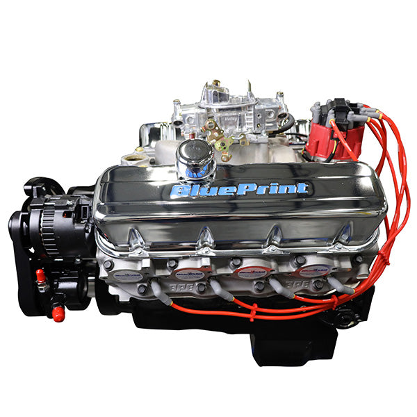GM BB Compatible 496 c.i. Engine - 600 HP - Deluxe Dressed with Black Pulley Kit - Carbureted