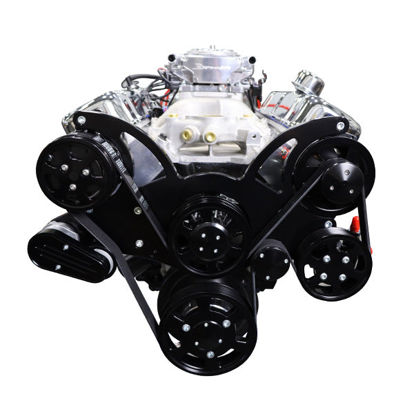 GM BB Compatible 496 c.i. Engine - 600 HP - Deluxe Dressed with Black Pulley Kit - Fuel Injected