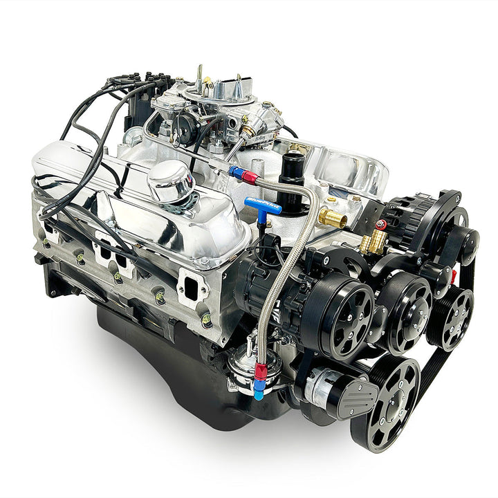 Chrysler Small Block Compatible 408 c.i. Engine - 465 Horsepower - Deluxe Dressed with Black Pulley Kit - Carbureted